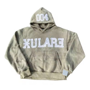 Wholesale Price Distressed Embroidery Hoodies <b>Men</b> Manufacturer Custom High Quality 100% Cotton Winter Hooded Breathable <b>Pullover</b> - Product Image 1