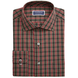 Camicia Classica da Uomo in Tartan, Vestibilità Regolare, Elasticizzata, Antipiega, in Popeline, Formale Rossa, Taglia 17, Autunno - Product Image 4