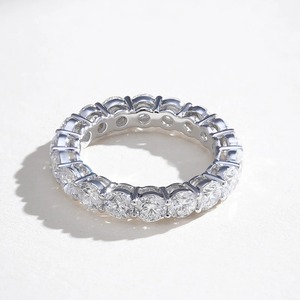 Anillo de Diamantes Cultivados en Laboratorio con Certificación IGI, Corte Brillante Redondo, Banda Completa de Eternidad, Oro Blanco de 18K, Anillo de Aniversario de Bodas para Mujer - Product Image 5