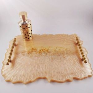 Plateau de service artistique en résine motif vibrant fait main idéal pour la décoration élégante de la maison ou les cadeaux - Product Image 6
