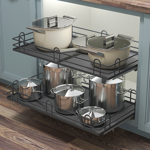 부드러운 닫힘 기능의 스틸 풀아웃 바스켓, 주방 캐비닛 액세서리, 친환경 다기능, 공간 절약형 캐비닛 수납 - Product Image 3