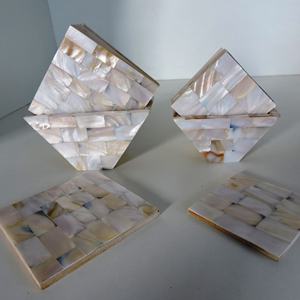 MOP INLAY SQUARE WOODEN Coasters Mat Pad Producto hecho a mano de alta calidad - Product Image 3