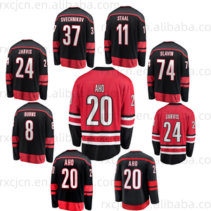Toptan 2025 özel işlemeli buz hokeyi Jersey #20 Aho #24 Jarvis #37 Svechnikov #74 Slavin üniforma prim hokey giyim - Product Image 1