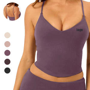 เสื้อกล้ามโยคะสายรัดบางกันกระแทกมาใหม่เสื้อกล้ามฟิตเนสคอวีสำหรับผู้หญิงเสื้อกล้ามเล่นกีฬา - Product Image 1