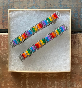 Barrettes à cheveux en perles colorées pour la vente, design personnalisé, style bohème, barrettes à cheveux faites à la main de 3 pouces - Product Image 1