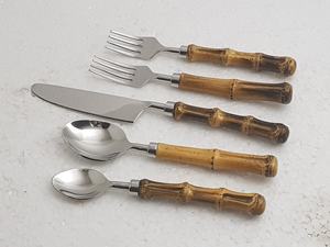 Ensemble de couverts en acier inoxydable poli miroir Ensemble de couverts en résine de couleur marron et blanc et manche en bois Vaisselle Ensemble de couverts - Product Image 6