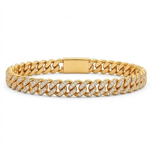 Massive Cuban Link Lab Grown Diamond Bracelet 4 Ct Tw F-G Color VS Clarity 324 Diamonds 14K <b>Solid</b> <b>Gold</b> Bold Chain Statement - Product Image 2