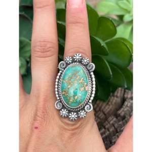 Bague pour homme Wydell Billie en turquoise naturelle de Royston et argent sterling, sertie clos, bijoux faits à la main pour un usage quotidien, taille 7.5 - Product Image 2