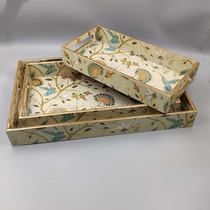 Bandeja de incrustaciones de hueso de forma Rectangular para manualidades, bandeja decorativa para el hogar para mesa de centro, patrón único, prueba de artesanía de hueso - Product Image 2