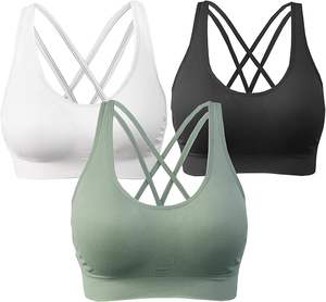 Soutien-gorge de sport yoga pour femmes grande taille, col rond, maintien élevé, écologique, antichoc, coussinets amovibles, extensible dans les quatre sens, léger - Product Image 1