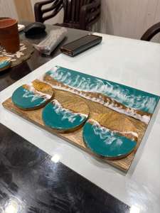 Planche à découper en bois d'acacia durable, résistante au lave-vaisselle, couleur personnalisée, planche à fromage en bois d'Inde, CRAFTS GALORE, en promotion - Product Image 4