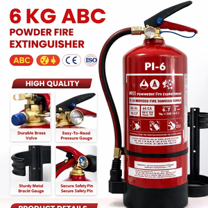 Estintore Portatile CE a Polvere ABC da 6kg con Cilindro in Acciaio Inossidabile |   Sistema di Scarico della Pressione Integrato |   Tubo Flessibile in Gomma | - Product Image 1