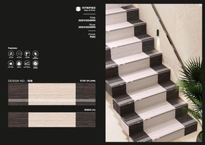 Qualité Export Escalier en porcelaine vitrifiée émaillée de 4 pieds 200X1200 300X1200 Marchepied Riser Carrelage pour salon hôtel Fabriqué en Inde - Product Image 5