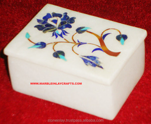 Latest New Production Beautiful White Marble Inlay With Exclusive Handmade Floral Art Design Jewelry Box For Wedding Gifting - Product Image 4