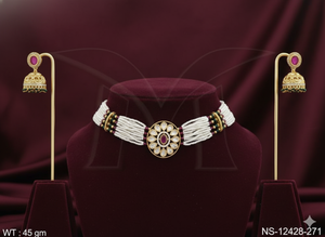 ชุดสร้อยคอแบบโชคเกอร์ประดับลูกปัดสไตล์โบราณ ดีไซน์สวยงามหรูหรา ขัดเงาสีทองอย่างดี เหมาะสำหรับงานแต่งงาน - Product Image 3