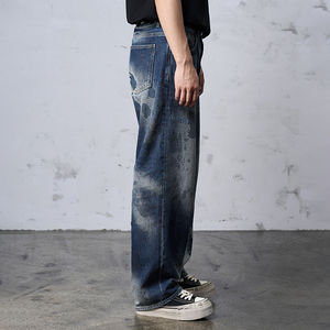 กางเกงยีนส์ผู้ชายผ้าฝ้าย100%, กางเกงยีนส์ลำลองทรงหลวมสำหรับฤดูหนาว - Product Image 2