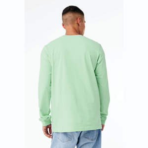 T-shirt à manches longues OEM personnalisé unisexe menthe-100% Airlume Cotton, 4.2 oz, maillot à col rond - Product Image 3