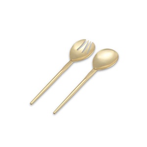 Nouveau ensemble de service à salade réutilisable à long manche ensemble de salade poli argent cuillères de bonne qualité avec long manche - Product Image 5