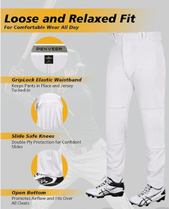 Men <b>Baseball</b> Pants Stretch Fit Athletic Uniform Trousers with Pockets Elastic Waist Belt Loops Quick Dry - Product Image 3