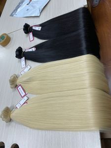 100% vierge brésilienne humaine Remy cheveux Machine Double trame faisceaux 100g/chaque naturel blond noir droit cuticules alignées Yaki - Product Image 3