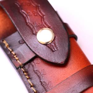 Tendencia fábrica OEM producto 2023 Venta caliente cuero de grano rico contraste sombreado vaina para cuchillos plegables - Product Image 2