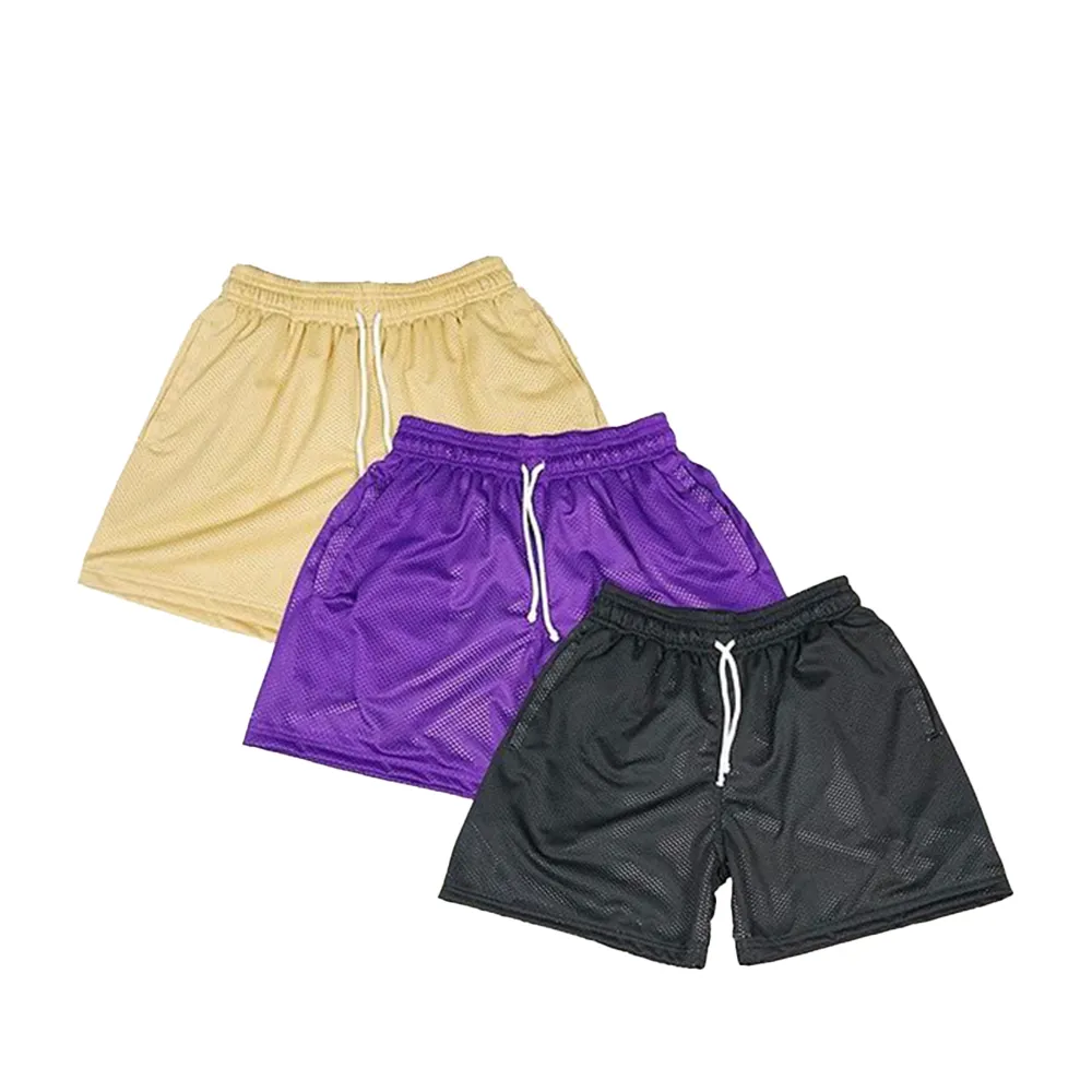 OEM Custom Logo Color Double Layer Mesh Sport Shorts Wholesale Summer Blank Men Mesh Shorts
