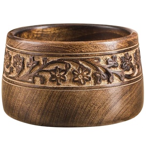 Bols durables en acier et en bois de noix de coco d'Inde polis et jetables pour servir de la soupe et des ramen - Product Image 1