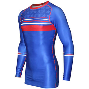 Nouveau Rash Guard Hommes Sublimation Imprimé Spandex Gym Surf Plongée Compression Chemises En Gros avec 100 Bonne Qualité et Design - Product Image 1