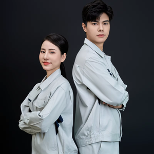 ชุดทำงานนิรภัยแขนยาวสีเทากรมท่าสำหรับผู้หญิง ยี่ห้อ FMF ผลิตในเวียดนาม ผ้า TC ทนทาน ระบายอากาศได้ดี สวมใส่สบาย มองเห็นได้ชัดเจน - Product Image 1