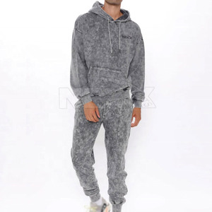 Survêtement délavé à l'acide de grande taille pour hommes, pull décontracté en coton de haute qualité, design respirant - Product Image 1