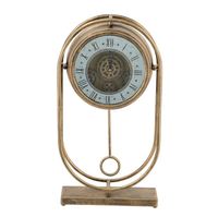 Jam Meja Logam Desain Modern AK Brass dengan Gerakan Quartz Besar untuk Dekorasi Meja/Rak