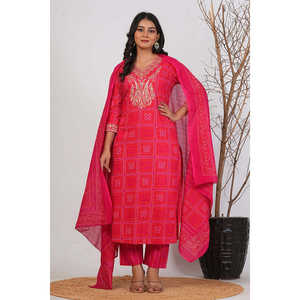 Hand Drawn Cotton Embroidered <b>Chikankari</b> <b>Kurta</b> Set Heavy Pakistani Indian Style 3-Piece Salwar Kameez for Party Wear Reyon - Product Image 1