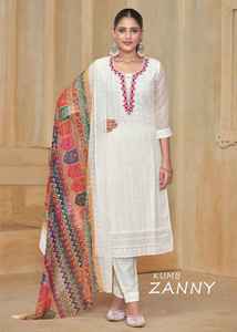 Calidad de exportación India Alta demanda Heavy Georgette Kurti Pant & Dupatta con Shiffli Trabajo con trabajo manual Cuello Mujer Moda - Product Image 6