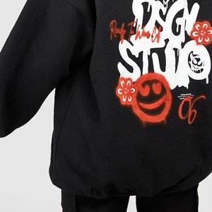 Sweat à capuche oversize pour femme, en velours doux, à manches longues, décontracté, streetwear, coupe ample, logo sur le devant - Product Image 4