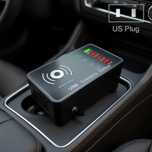 A7 100W USB ที่ชาร์จในรถยนต์พร้อม 4x PD 20W QC3.0 และ 15W สำหรับอะแดปเตอร์ปลั๊ก QI ไร้สายของสหรัฐอเมริกา - Product Image 3