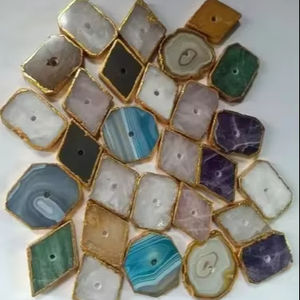 Poignée de porte décorative en agate de luxe, incrustée, imperméable, polie, de forme naturelle, fabriquée à la main, pour portes intérieures - Product Image 1