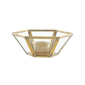 Portavelas hexagonal de metal y vidrio de diseño moderno para decoración e iluminación del hogar. - Product Image 1