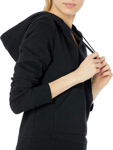 High Quality 100% Cotton Black Athletic Fleece Hoodies for Women Fashionable Plus Size Girls' Custom Printed Winter Autumn - Product Image 4