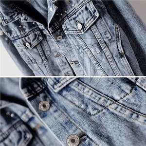 แจ็กเก็ตกางเกงยีนส์ระบายอากาศแขนยาวคอตั้งของผู้หญิงสำหรับฤดูหนาวผลิตตามสั่ง - Product Image 6
