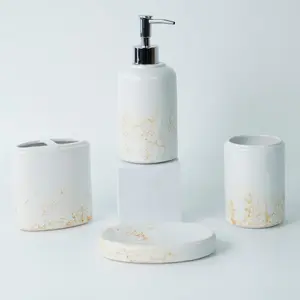 Conjunto de banheiro de cerâmica com quatro peças, produtos de banheiro personalizáveis, conjunto de acessórios de banheiro