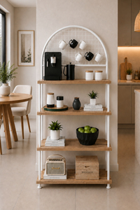 Estante de cocina de 4 niveles con soporte para microondas, organizador para cafetera y panel trasero de rejilla, estante de cocina con estante para microondas - Product Image 3