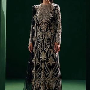 Lehenga Choli Anarkali de Chifón de Lujo con Bordado y Adornos Decorativos para Mujer, Ropa Formal Pakistaní e India para Fiestas, Acrílico - Product Image 1