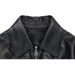 Blouson de moto en cuir d'agneau véritable pour femme, fermeture éclair sur le devant, personnalisable, hiver, écologique, séchage rapide, coupe-vent - Product Image 2