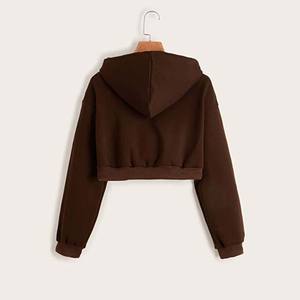 เสื้อฮู้ดแขนยาวของผู้หญิงเสื้อครอปของผู้หญิงเสื้อครอปคอตตอนเปล่าออกแบบได้ตามต้องการ - Product Image 5