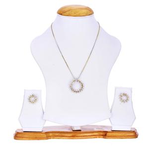 Fabricant indien AD CZ Dernier Hip Hop À La Mode Unique Cercle Feuille Pendentif Lien Or Argent Plaqué Chaîne Collier Pour Les Femmes - Product Image 4