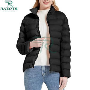 Women's Breathable Eco-Friendly Knitted <b>Quilted</b> Puffer Pullover Winter <b>Jacket</b> Solid <b>Pattern</b> Thick Padded Hood 100% Polyester - Product Image 6