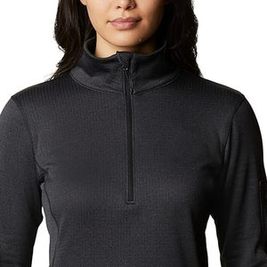 Coton/polyester respirant de haute qualité Micro maille 1/4 quart fermeture éclair pull sweat femmes chemises avec logo personnalisé oem - Product Image 3