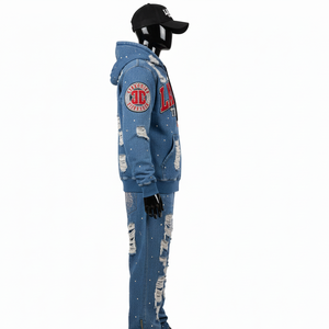 Conjunto de Sudadera con Capucha y Pantalones Deportivos Personalizados, Chándal Informal Unisex de 2 Piezas, Pantalones Deportivos con Cierre y Lavado Ácido - Product Image 4