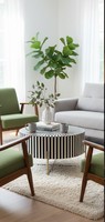 Elegante Mesa de Centro Moderna Ecológica de Pino y MDF con Incrustaciones de Hueso, Hecha a Mano, Ligera, Impermeable, para Sala de Estar o Baby Shower