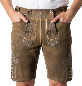 Shorts en cuir de chèvre antique bavarois pour hommes, Wildbock Lederhosen, respirants, toutes tailles pour l'Oktoberfest - Product Image 1